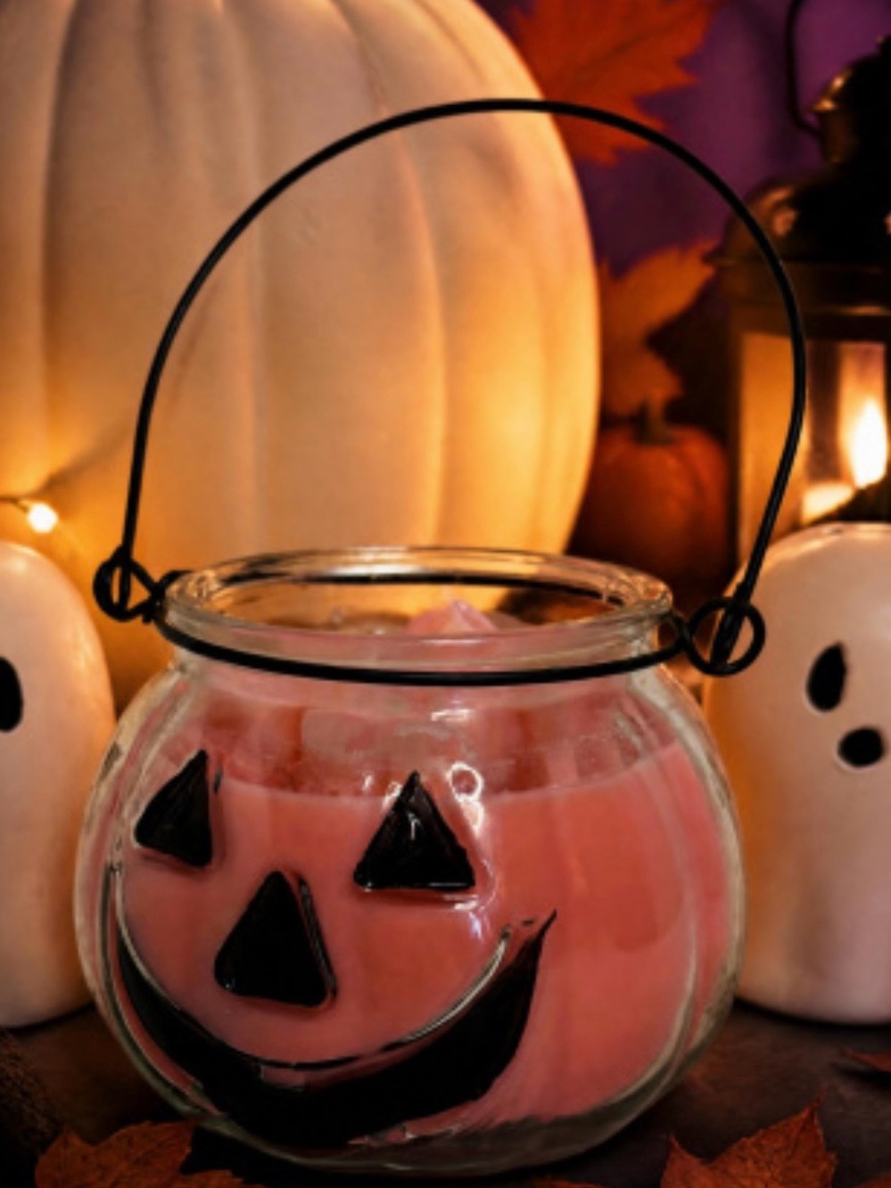 New Pink Sugar Soy nontoxic candle Jack O Lantern, 11 oz wrong. Ghost on top